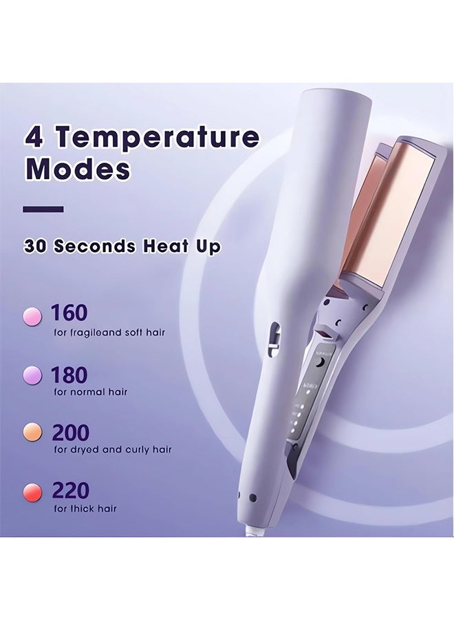 مكواة تجعيد الشعر بموجة فرنسية - مكواة تجعيد جديدة للشعر الطويل والقصير بأربع درجات حرارة، مكواة تجعيد على شكل حرف S للنساء، مشط كهربائي محمى للتجعيد مقاوم للحروق، تسخين سريع خلال 15 ثانية - Image 4